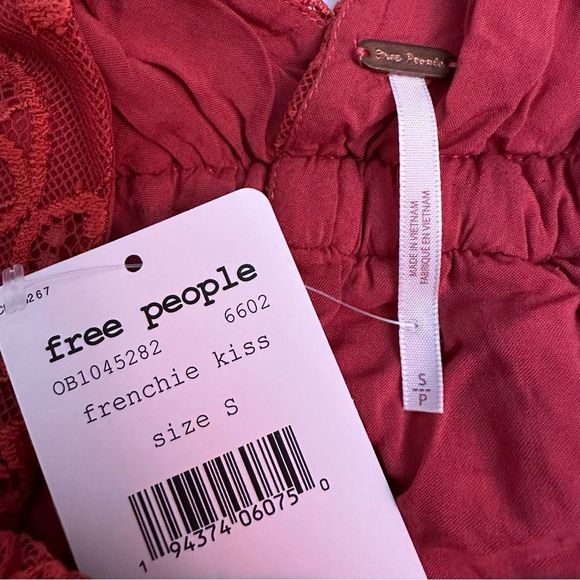 Free People, Chante Lace Tie Tank Top, Frenchie Kiss, Size S - Picture 15 of 16